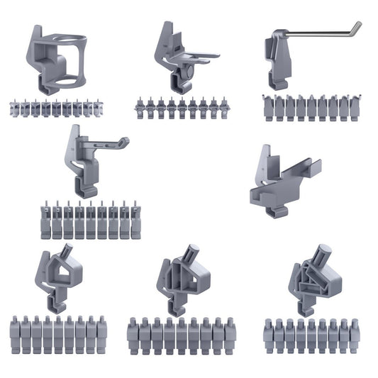 Bracket kit - 71 piece assortment of brackets for tool wall organization