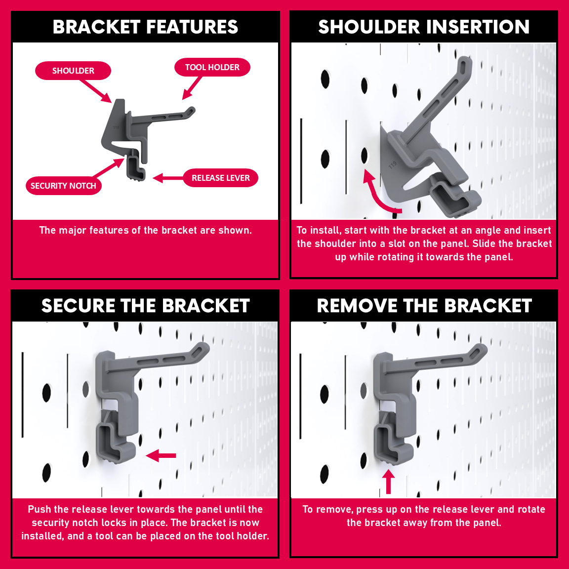 1" Plastic Hook Bracket [10 pack] Model 119